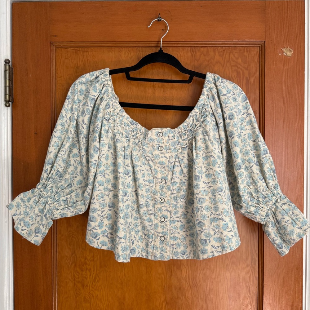 NWOT Free People James Smocked Top Size XS